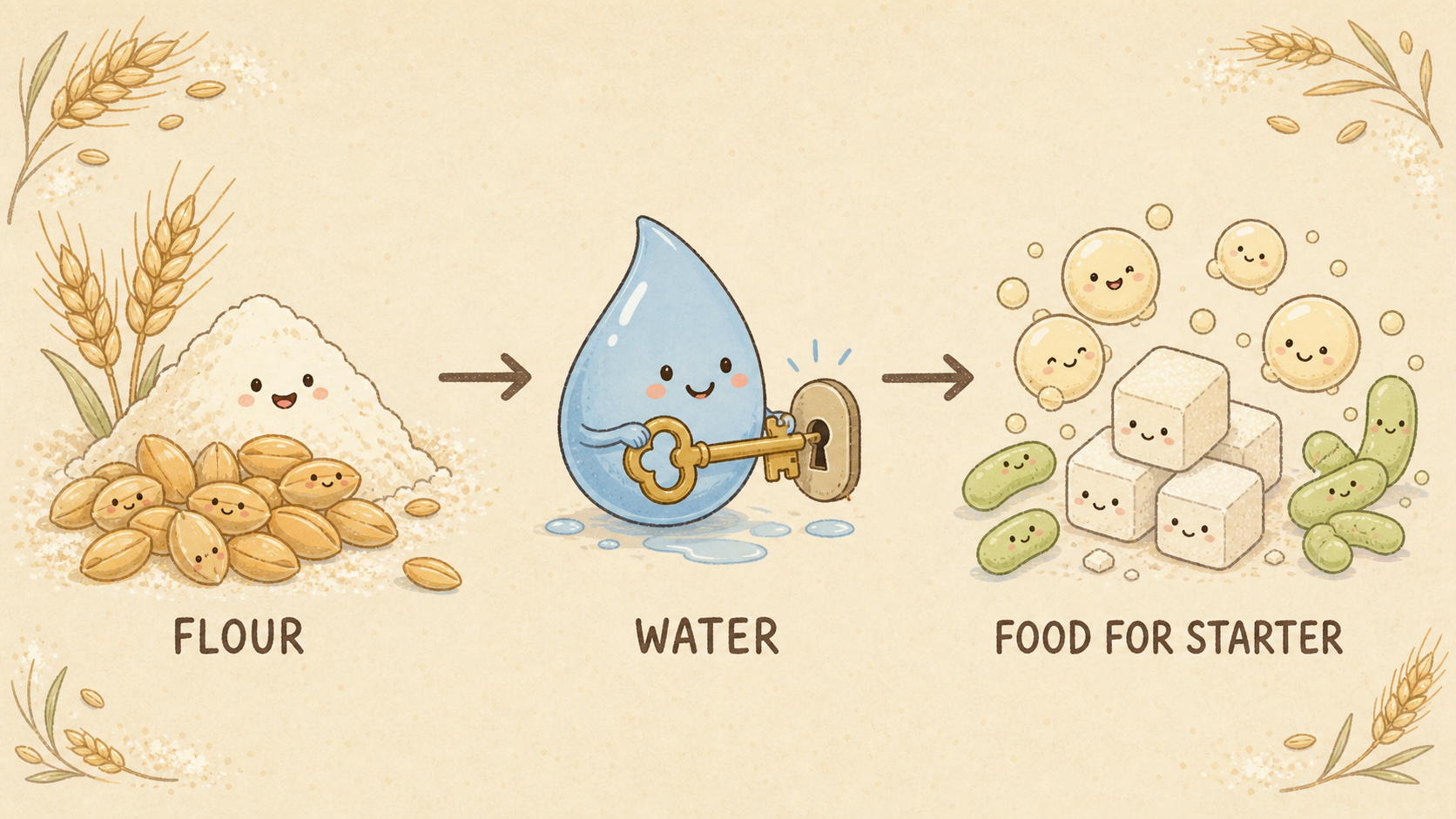 Flour and water unlock food for sourdough starter microbes